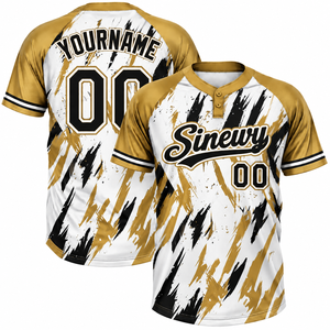 Sinewy Custom Baseball Jersey Sublimated Polyester <b>Short</b> <b>Sleeve</b> <b>Henley</b> Neck Moisture Wicking Unisex Adult Jersey - Product Image 1