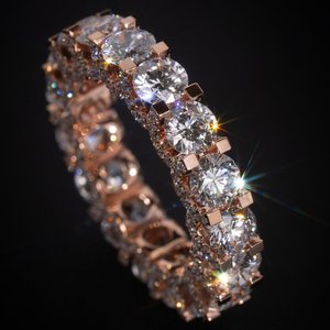 Sang trọng Rose Gold Eternity ban nhạc Vòng | đầy đủ Iced ra vòng cắt vvs moissanite | 925 bạc tùy chỉnh hip hop đồ trang sức - Product Image 4