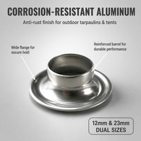 Œillets et passants en aluminium antirouille 12mm 23mm pour bâche PE, tente, toile, auvent – Anneaux métalliques robustes