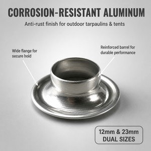 Anelli e <span class=keywords><strong>occhielli</strong></span> in alluminio antiruggine <span class=keywords><strong>da</strong></span> 12mm e 23mm per teloni in PE, <span class=keywords><strong>tende</strong></span>, teloni impermeabili, anelli passacavo in metallo resistenti - Product Image 2