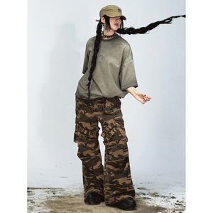 เสื้อยืดโอเวอร์ไซส์แขนสั้นเปิดไหล่ตกสไตล์สตรีทแวร์ผ้าฝ้าย100% เสื้อยืดใส่ได้ทั้งชายและหญิงสำหรับฤดูร้อน - Product Image 5