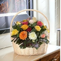 Panier rond en bambou fait main, ovale, naturel, écologique, vintage, tressé avec poignée, grand panier cadeau pour arbre, supports de rangement