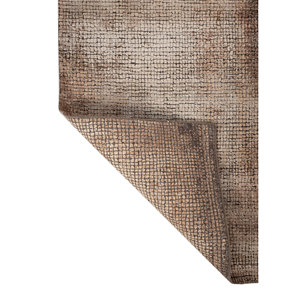 พรมลายนามธรรมสีเบจและสีน้ำตาล ทำด้วยมือจากขนสัตว์และไหมไผ่ สำหรับห้องนั่งเล่น ห้องโถง หรือทางเดิน เหมาะสำหรับวัยรุ่น-AKWS-1534 - Product Image 5
