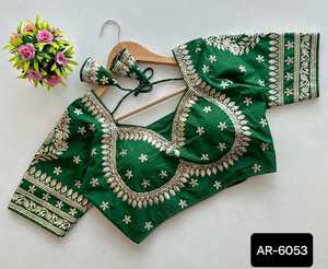 Indian Wedding Wear Heavy Pure Vichitra Silk Blouse with Jari Embroidery and Sequence Work Bridal Wear Readymade Blouse - Product Image 3