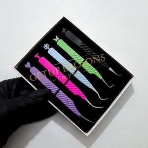 Famous Styles Cutout Diamond Grip <b>Silver</b> Tip Stainless Steel Anti-Magnetic Anti-Static Eyelash Extension Tweezers Custom Logo - Product Image 6