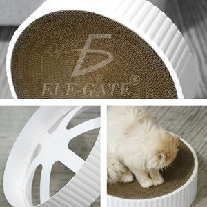 Moderna Tiragraffi Circolare in Sisal per Gatti con Albero e Casetta per Gatti, Confezionata in Cartone - Product Image 4