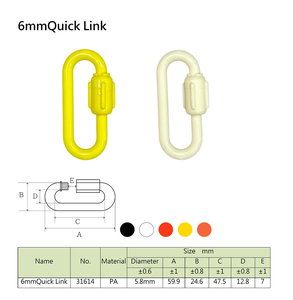 Chaîne à maillons simples en plastique de 6mm, lien rapide original de couleurs, mousqueton à vis de forme ovale - Product Image 2