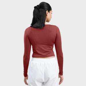 Camiseta de Punto Color Granate de Manga Larga W024, Tejido Transpirable - Product Image 2