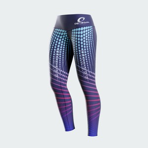 <b>High</b> Waist <b>Red</b> Sporty Leggings With Navy Side Stripes Full Length Knitted Stretch Breathable Women's Activewear Pants - Product Image 6