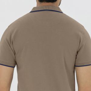 Polo de algodón de alta calidad 100% informal para hombre, camisa de media manga Camel, patrón sólido ecológico, técnica prensada con tinte liso - Product Image 5