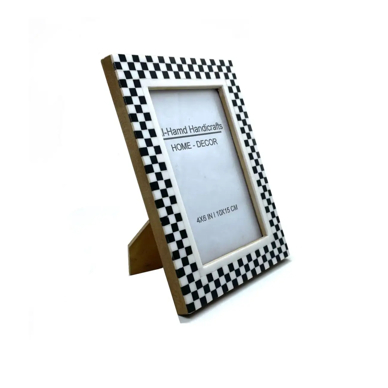 Best Selling Handmade Checked Pattern Resin Inlay Photo Frame For - White/Black