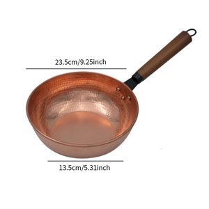 กระทะซอสโลหะทุบพร้อมที่จับไม้เครื่องครัวเหมาะสำหรับใช้ในบ้านโรงแรมและร้านอาหารกระทะซอสทองแดงแบบหนัก - Product Image 6