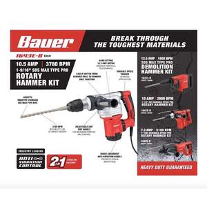 10.5 Amperios 1-9/16 Pulgadas Kit de Martillo Rotatorio Eléctrico SDS Max-Type Pro con Velocidad Variable - Product Image 2