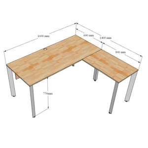 Escritorio Ejecutivo de Lujo en Forma de L con Superficie de Madera de Caucho y Patas Triangulares de Hierro (HBTA016) - Product Image 4
