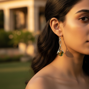 Pendientes de Plata de Ley 925 con Piedra Preciosa Verde para Mujer, Accesorio de Moda - Product Image 2