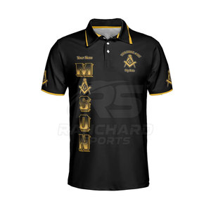 Polo personnalisé franc-maçon à manches courtes, haut en coton maçonnique, polo maçonnique pour homme, symbole maçonnique brodé, t-shirt - Product Image 2