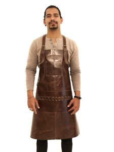 High Quality Leather <b>Work</b> Restaurants Workshop <b>Apron</b> With Leather Pockets Kitchen Cooking <b>Apron</b> Barber Bbq - Product Image 3