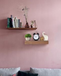 Ensemble de 2 étagères murales multifonctions en <span class=keywords><strong>teck</strong></span> flottant, non pliables, décoratives, pour le rangement et le présentation - Product Image 2