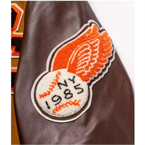 Chaqueta Universitaria Personalizada 100% Algodón para Hombre y Mujer, Estilo de Hombros Caídos de Alta Calidad con Mangas de Cuero, Chaquetas de Invierno para Hombre - Product Image 6