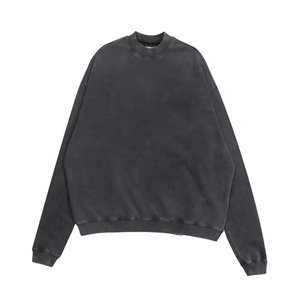 Oem Custom Acid Washed Hoodie No <b>Strings</b> Oversized French Terry Sweatshirts Men Vintage Distressed Hoodies hoodie - Product Image 5