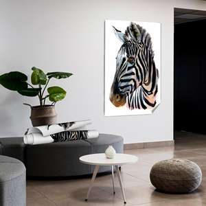Art mural élégant en verre motif zèbre : Peinture animale sur toile imprimée, toile roulée 1P - Product Image 1