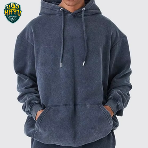 2k25 último diseño chándal Asid lavado 100% algodón logotipo personalizado pantalón y hombro caído conjunto de Sudadera con capucha para los hombres - Product Image 3