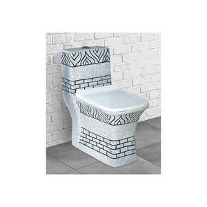 Design moderne de mode hôtel maison salle de bain cuvette de toilette monobloc marron noir céramique marbre réservoir dissimulé carré WC double chasse - Product Image 3