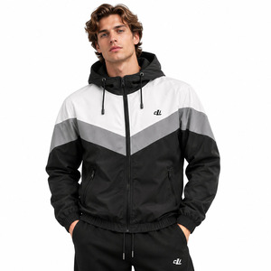 Custom Logo Trendy Lightweight Nylon Windbreaker <b>jacket</b> for men Streetwear Color Block Zip Up High Quality Wholesale Low MOQ - Product Image 1