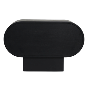 Modern <b>Black</b> <b>Wooden</b> Nightstand with Oval Shape Minimalist Design for Bedroom - Product Image 4