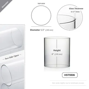HST5506 - Abat-jour transparent pour bougie Hurricane, tube cheminée [sans base] - 5,5 x 6 - Product Image 2