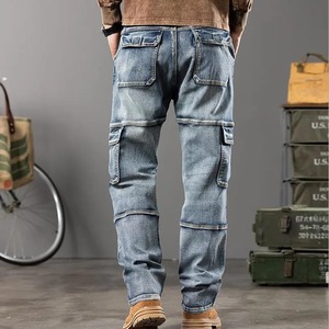 Pantalones vaqueros de estilo informal para hombre, pantalones vaqueros de pierna ancha lavados de pierna recta suelta para todas las estaciones, primavera, verano, Otoño e Invierno - Product Image 5