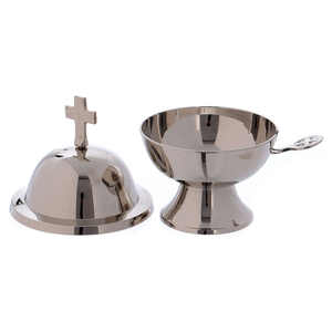 Barco de incienso de forma redonda de latón plateado, Mango en forma de cruz con tapa para suministros de Iglesia decorativos religiosos - Product Image 6