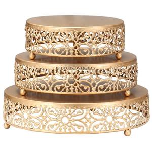 Enduit de poudre de couleur noire et plaqué or de haute qualité Look attrayant Créateur de fantaisie Support de gâteau en métal de qualité supérieure de l'Inde - Product Image 5