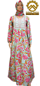 Modest Fashion Pure Cotton Printed Jalabiya <b>Kaftan</b> Long Dress Islamic Printed Jalabiyat Breathable Traditional Wear - Product Image 4