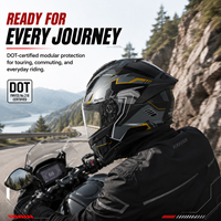 Casque de moto modulaire homologué DOT avec coque ABS anti-buée, double visière et doublure amovible lavable