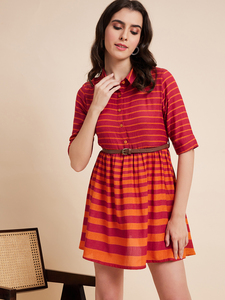 Nuevo Vestido de Verano Casual para Mujer, Estilo Playero, Cuello Camisero, Botones al Frente, Cinturón de Algodón, Elegante, Moderno y a la Moda - Product Image 3