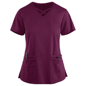 Women's Washable Two Piece Scrub Suit V Neck <b>Top</b> Jogger <b>Trousers</b> Doctor Nurse Dental Veterinary Workwear Uniform Scrub <b>Sets</b> OEM - Product Image 6