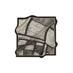 Black and Off-White Silk Square Scarf with Geometric Pattern - Product Image 1
