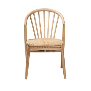 Chaise de salle à manger en bois de teck massif avec rotin naturel tissé sur le siège pour une utilisation intérieure et extérieure - Product Image 2