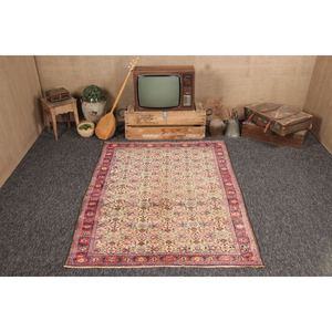 Alfombra turca vintage, alfombra decorativa de 4.8x6.7 pies, geométrica rosa y morada con elementos florales. - Product Image 1