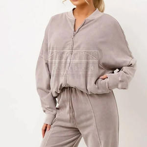 Survêtement en coton délavé à l'acide 100% en coton dernier modèle pour femmes survêtement délavé à l'acide en coton pour adultes, meilleure vente - Product Image 5