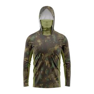 เสื้อตกปลาแขนยาวมีฮู้ดสำหรับผู้ชาย ป้องกันรังสียูวี ลายพิมพ์คลื่นทะเล ผ้าโพลีเอสเตอร์ 100% UPF 50 เสื้อพูลโอเวอร์ - Product Image 4