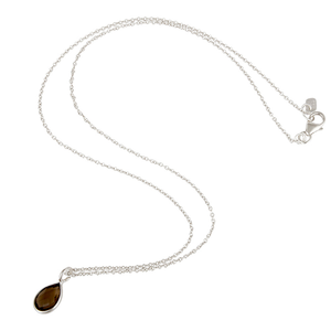 Colgante de piedras preciosas de cuarzo ahumado de circón, colgante de cadena de plata chapada en oro de 18 quilates, proveedor de joyería, Colección Vintage - Product Image 3