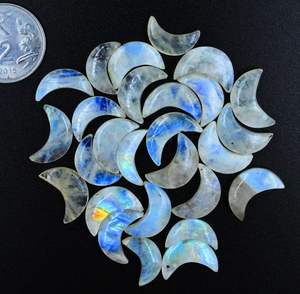 Lunas de piedra lunar, lunas facetadas de piedra lunar arcoíris - Product Image 3