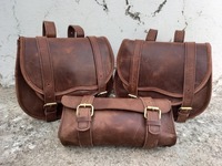 Grande pochette de selle de moto en cuir marron personnalisée sacoche sport style 3 avec logo personnalisé sacs de voyage pour motocyclistes