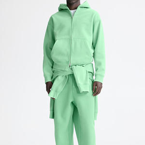 Sweat à capuche unisexe en molleton 100% coton, streetwear d'hiver, fermeture éclair intégrale, impression personnalisée du logo sur le devant, poids lourd, anti-boulochage - Product Image 5