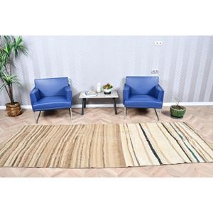 3.7x10.2 ft Rug, Vintage Turkish Rug, <b>Brown</b> Kilim <b>Wool</b> Rug - Product Image 1