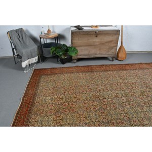 Alfombra turca Vintage clásica naranja Beige 6,3X9,4 pies hecha a mano Patchwork rectángulo diseño lana poliéster para adolescentes - Product Image 2