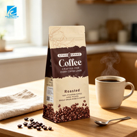 Groothandel Koffiebonen Verpakkingszak Platte Bodem 8-Zijdige Sluiting Ritszak Aluminiumfolie UV-geprint