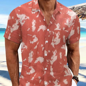 Summer Men's Comfortable Cotton Short Sleeve for Polo Shirt Simple Lightweight Fashion Top Tie Dye Design Jersey Fabric Beach - Product Image 4